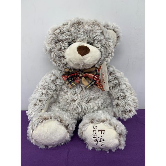 2017 Bears That Care FAO Schwartz 18 Inch Brown Icy Swirl Bear with Plaid Bowtie - Picture 1 of 14